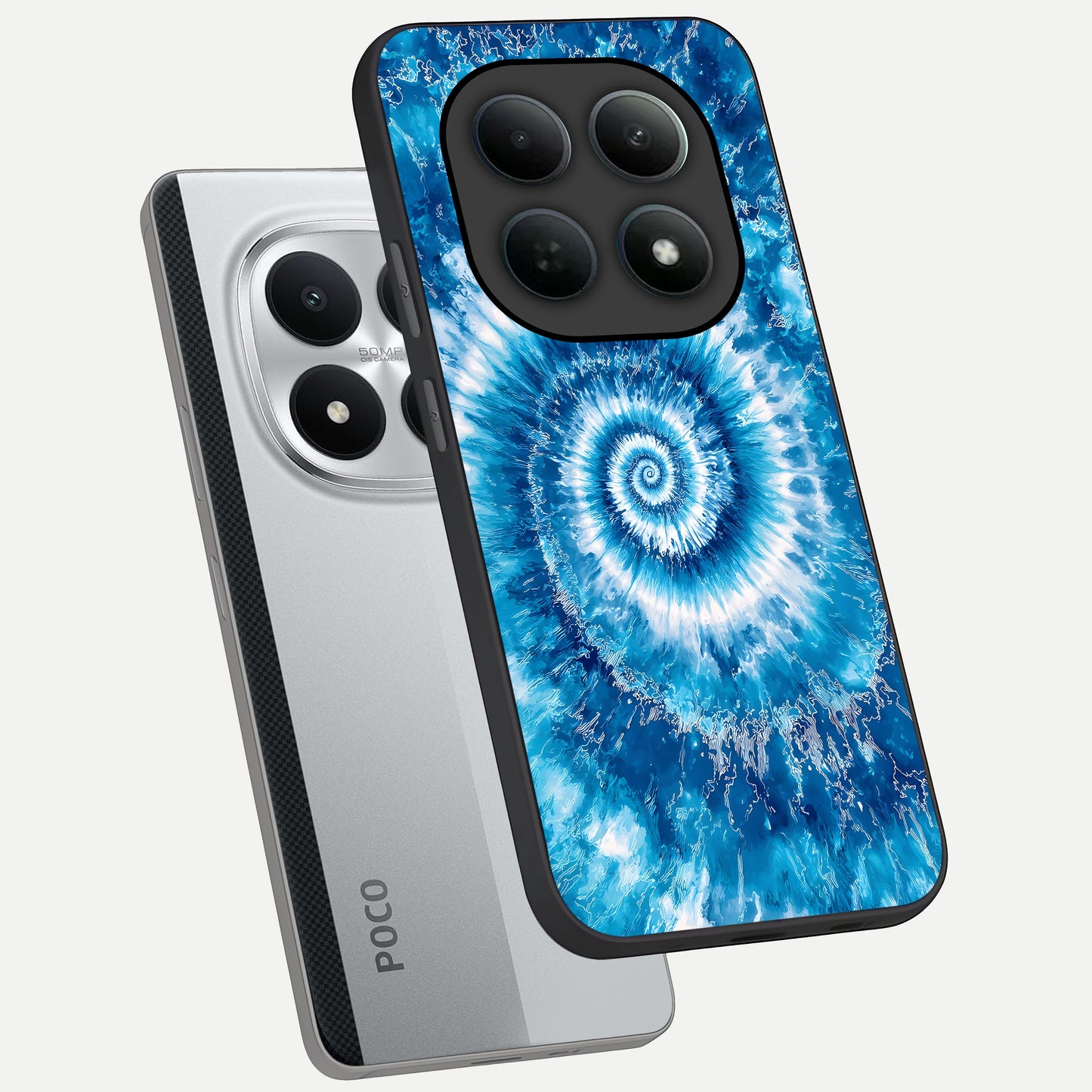  Blue Galaxy Wave phone case For Poco M8 Pro showing premium glass back cover with detailed artwork