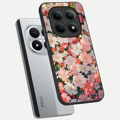  Blush Bloom Field phone case For Poco M8 Pro showing premium glass back cover with detailed artwork