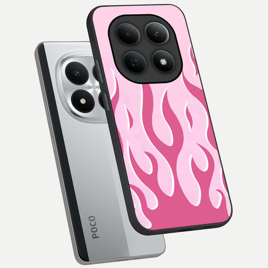  Blush Flame Energy phone case For Poco M8 Pro showing premium glass back cover with detailed artwork