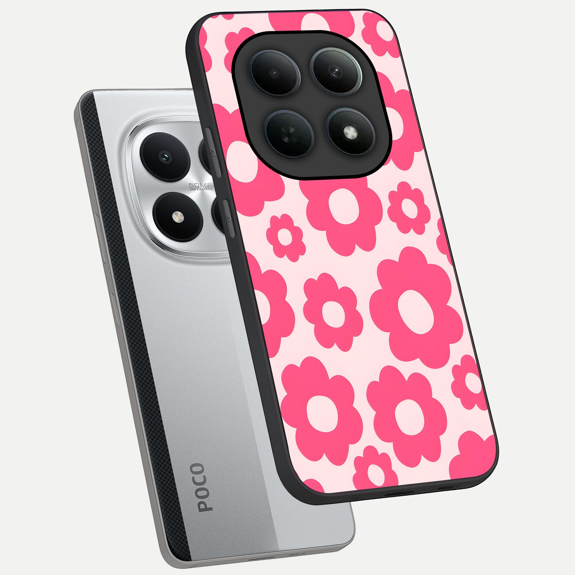  Blush Flower Pop phone case For Poco M8 Pro showing premium glass back cover with detailed artwork
