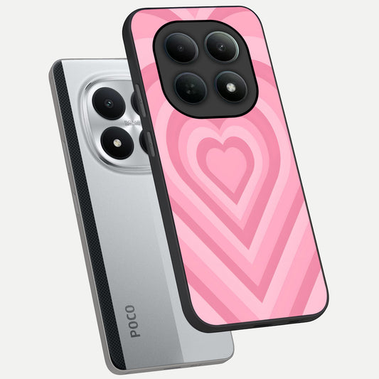  Blush Heart Waves phone case For Poco M8 Pro showing premium glass back cover with detailed artwork