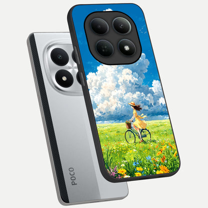  Breezy Meadow Ride phone case For Poco M8 Pro showing premium glass back cover with detailed artwork
