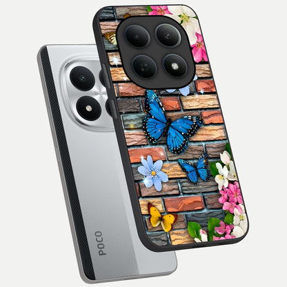  Brick Bloom Flight phone case For Poco M8 Pro showing premium glass back cover with detailed artwork
