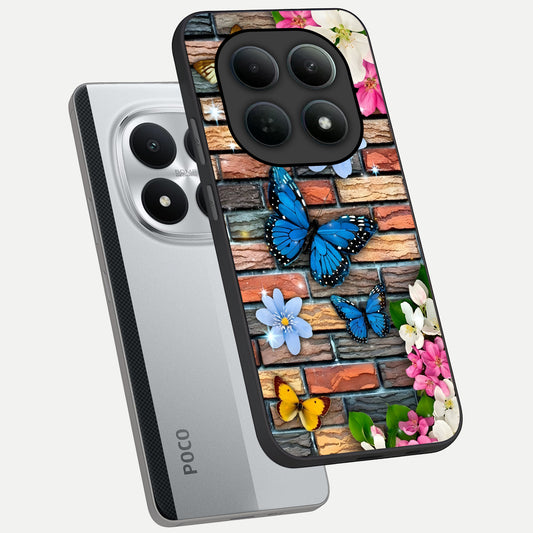  Brick Bloom Flight phone case For Poco M8 Pro showing premium glass back cover with detailed artwork