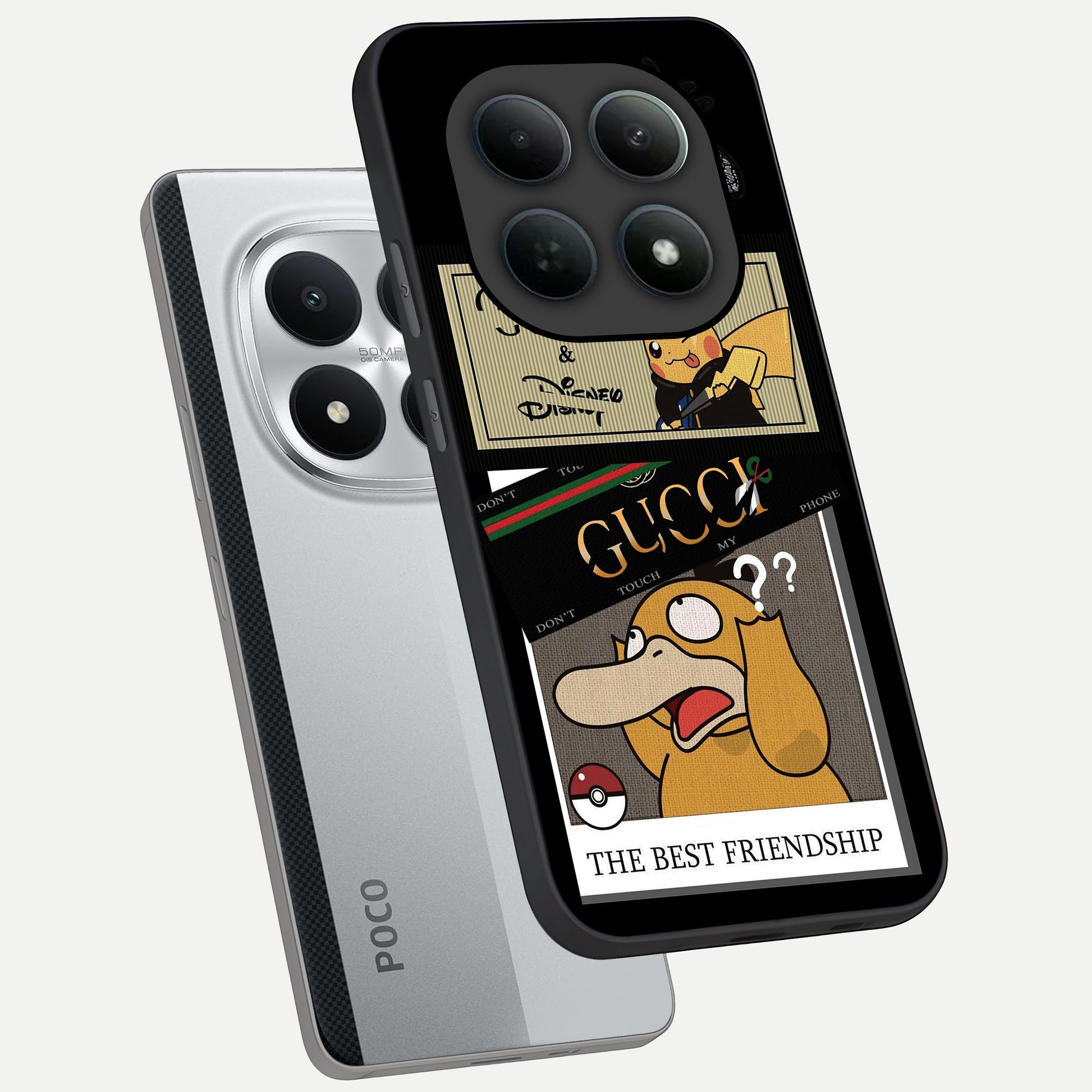  Cartoon Brand Play Mashup phone case For Poco M8 Pro showing premium glass back cover with detailed artwork