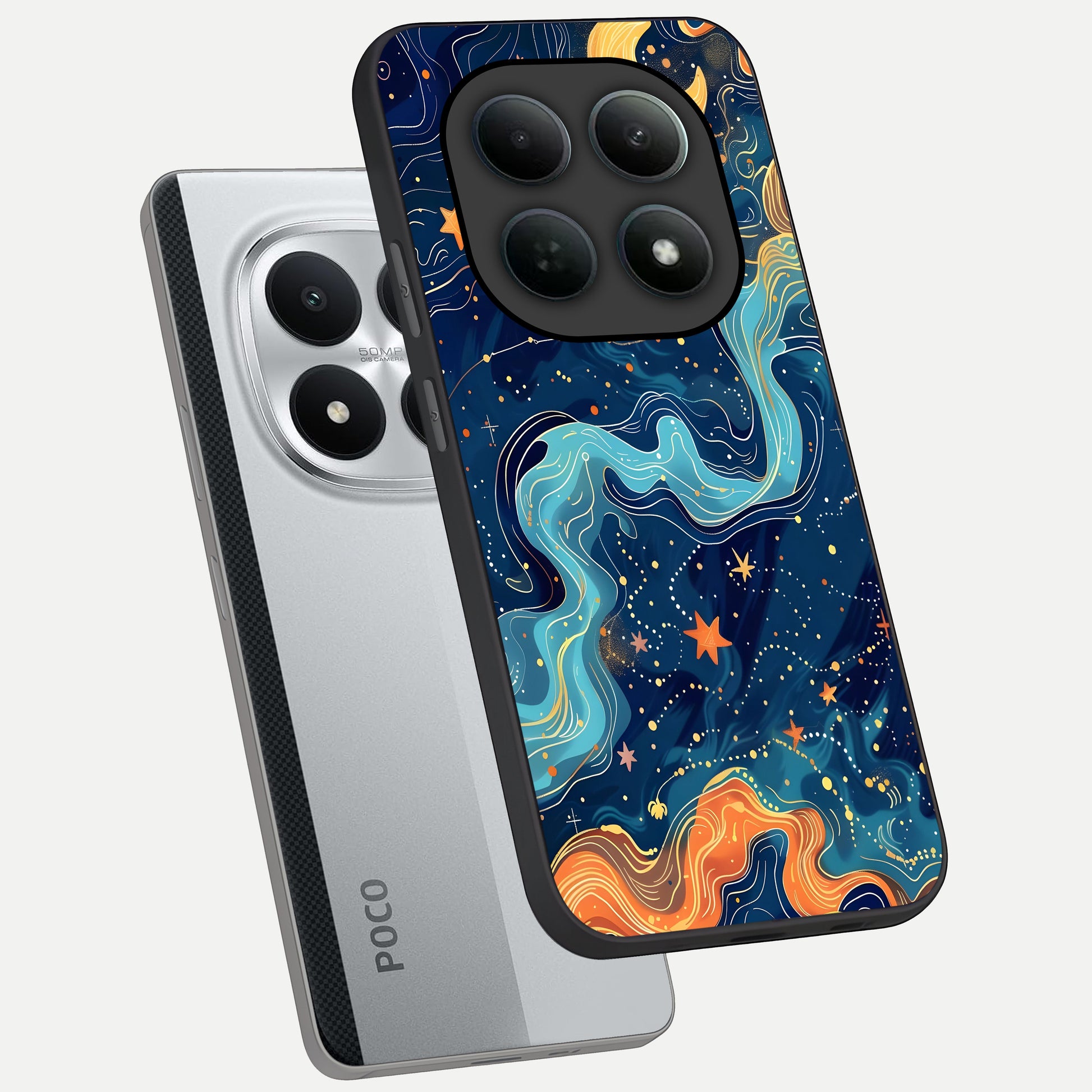  Celestial Dream Flow phone case For Poco M8 Pro showing premium glass back cover with detailed artwork