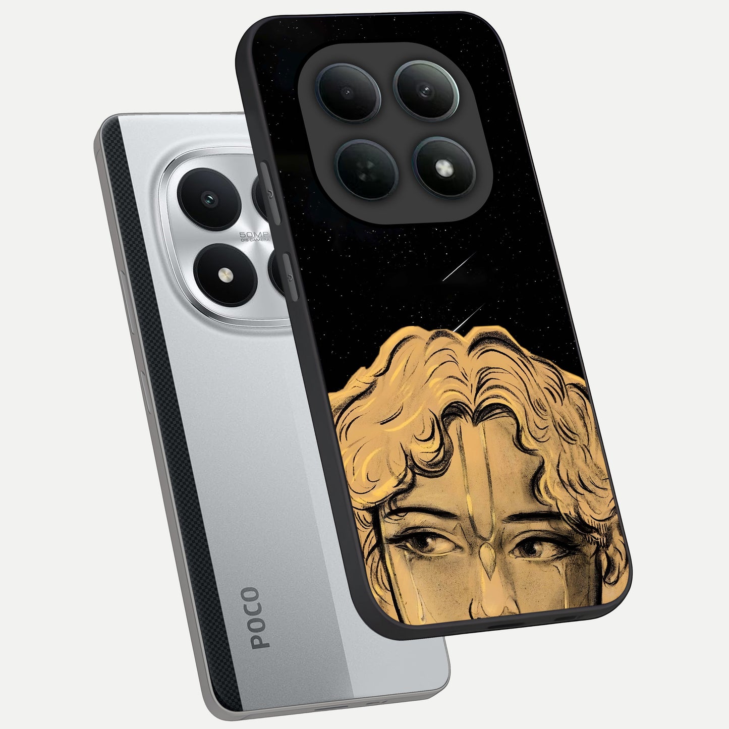  Celestial Gods Plan phone case For Poco M8 Pro showing premium glass back cover with detailed artwork