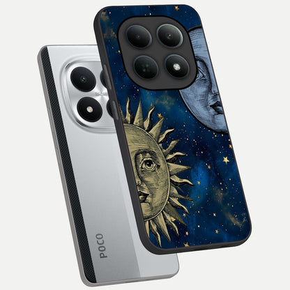  Celestial Moon With Sun phone case For Poco M8 Pro showing premium glass back cover with detailed artwork