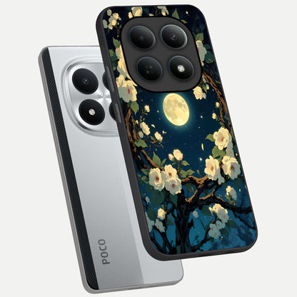  Celestial Moon And Flower phone case For Poco M8 Pro showing premium glass back cover with detailed artwork