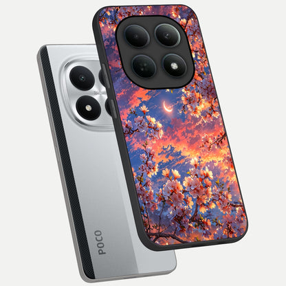  Celestial Sakura Sunset phone case For Poco M8 Pro showing premium glass back cover with detailed artwork