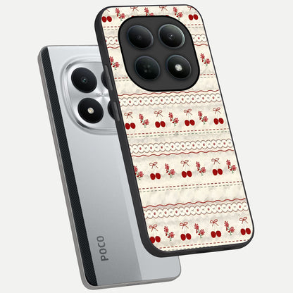  Cherry Bloom Charm phone case For Poco M8 Pro showing premium glass back cover with detailed artwork