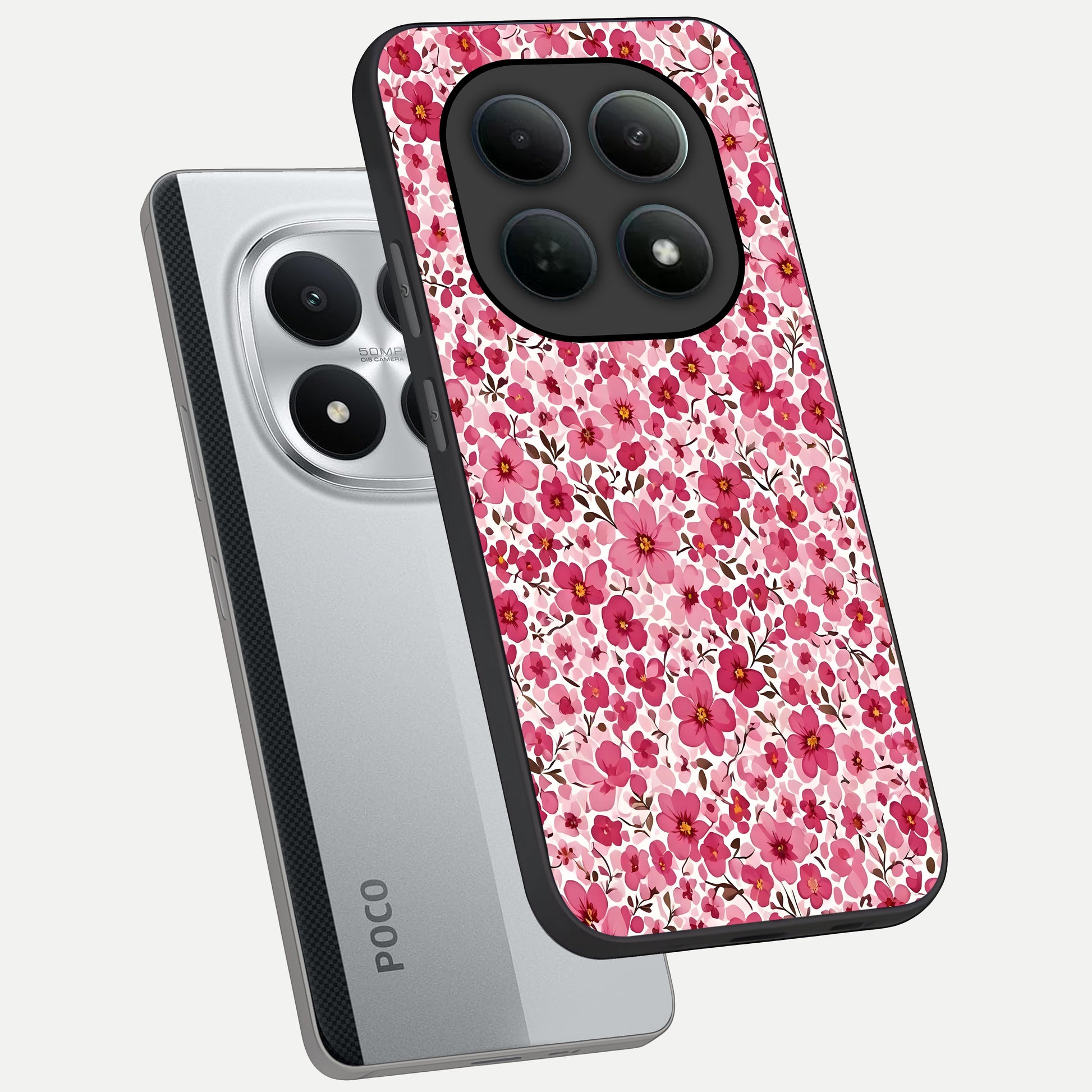  Cherry Blossom Charm phone case For Poco M8 Pro showing premium glass back cover with detailed artwork