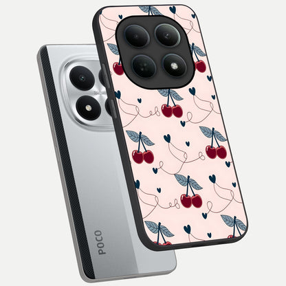  Cherry Heart Line phone case For Poco M8 Pro showing premium glass back cover with detailed artwork