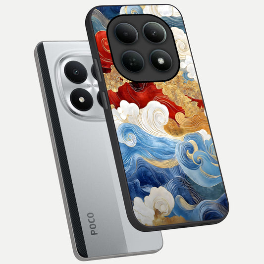  Colored Waves phone case For Poco M8 Pro showing premium glass back cover with detailed artwork