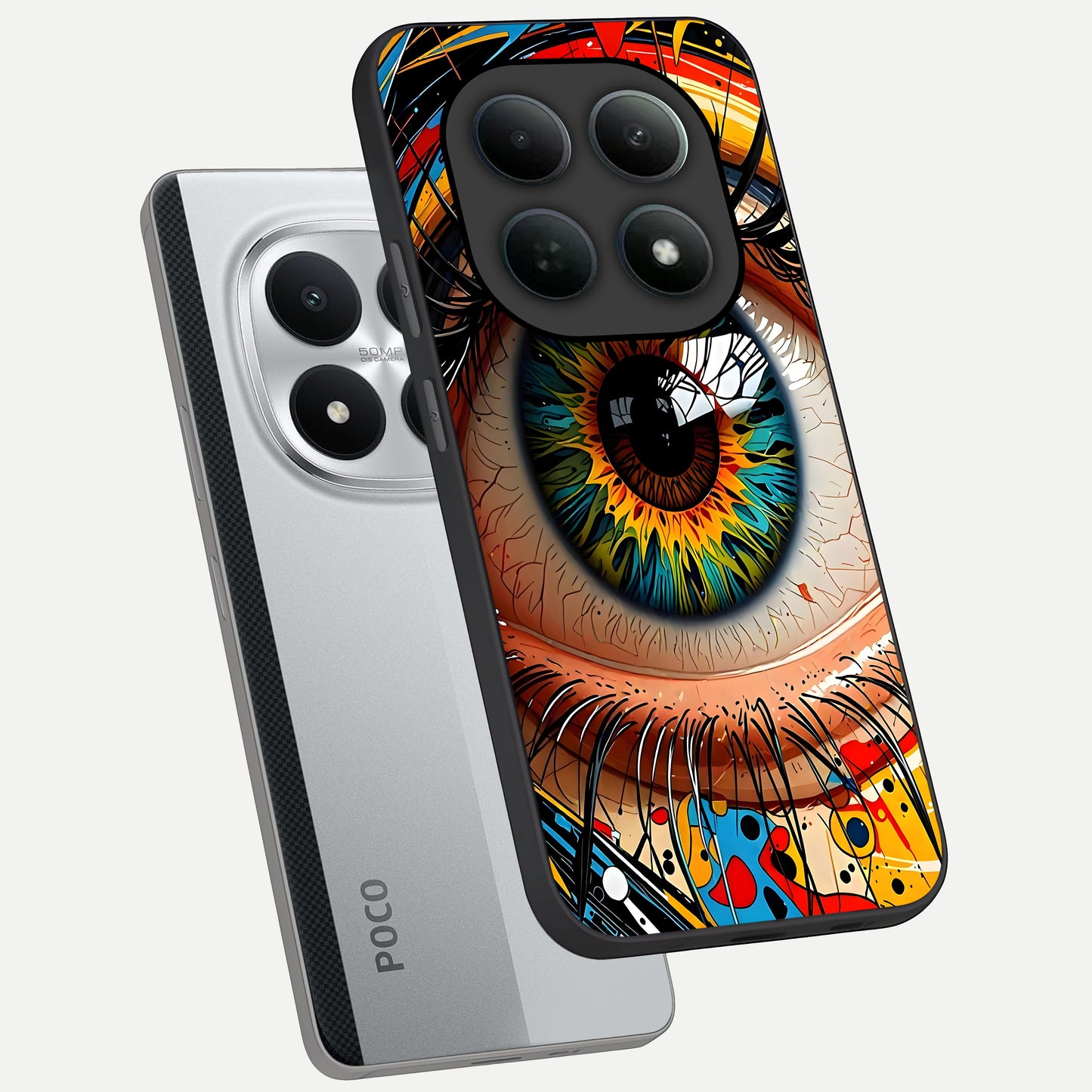  Colorful Eye phone case For Poco M8 Pro showing premium glass back cover with detailed artwork