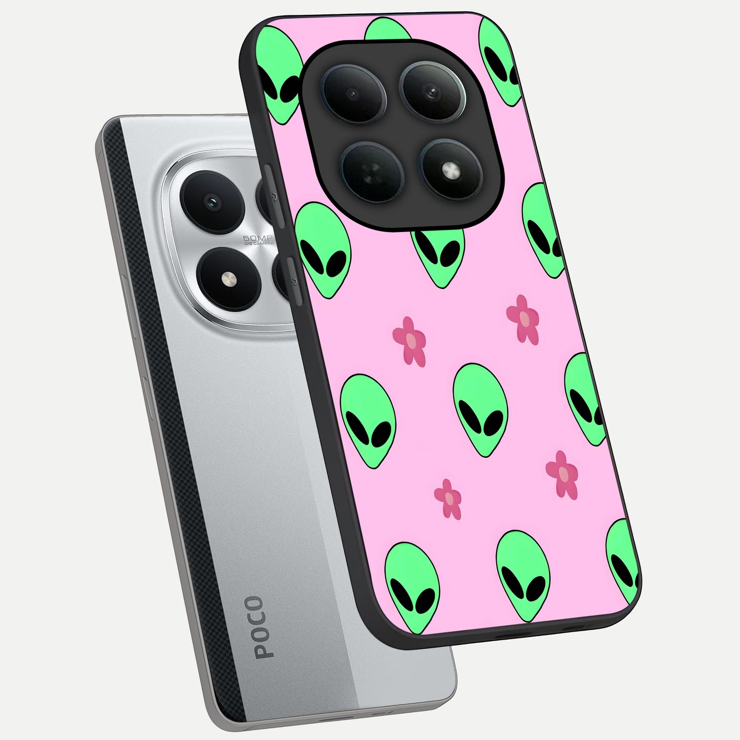  Cosmic Cute Crush phone case For Poco M8 Pro showing premium glass back cover with detailed artwork