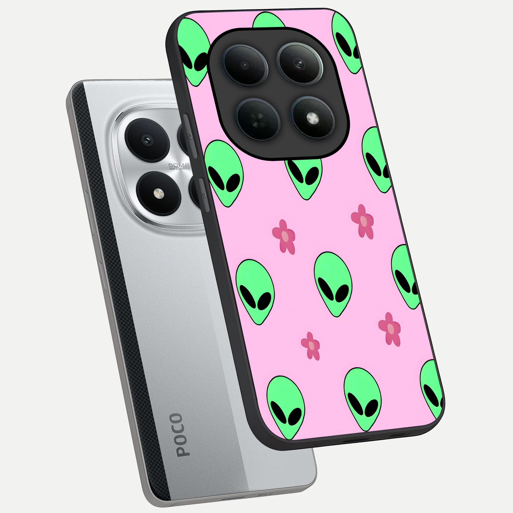  Cosmic Cute Crush phone case For Poco M8 Pro showing premium glass back cover with detailed artwork