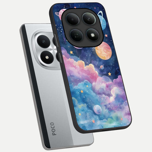  Cosmic Planet Dreams phone case For Poco M8 Pro showing premium glass back cover with detailed artwork