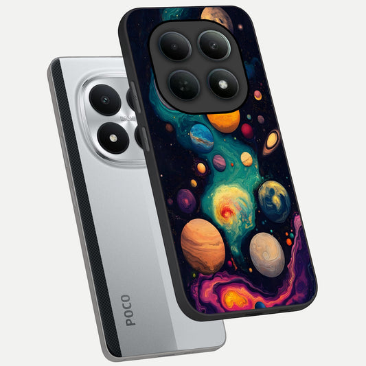  Cosmic Planet Journey phone case For Poco M8 Pro showing premium glass back cover with detailed artwork