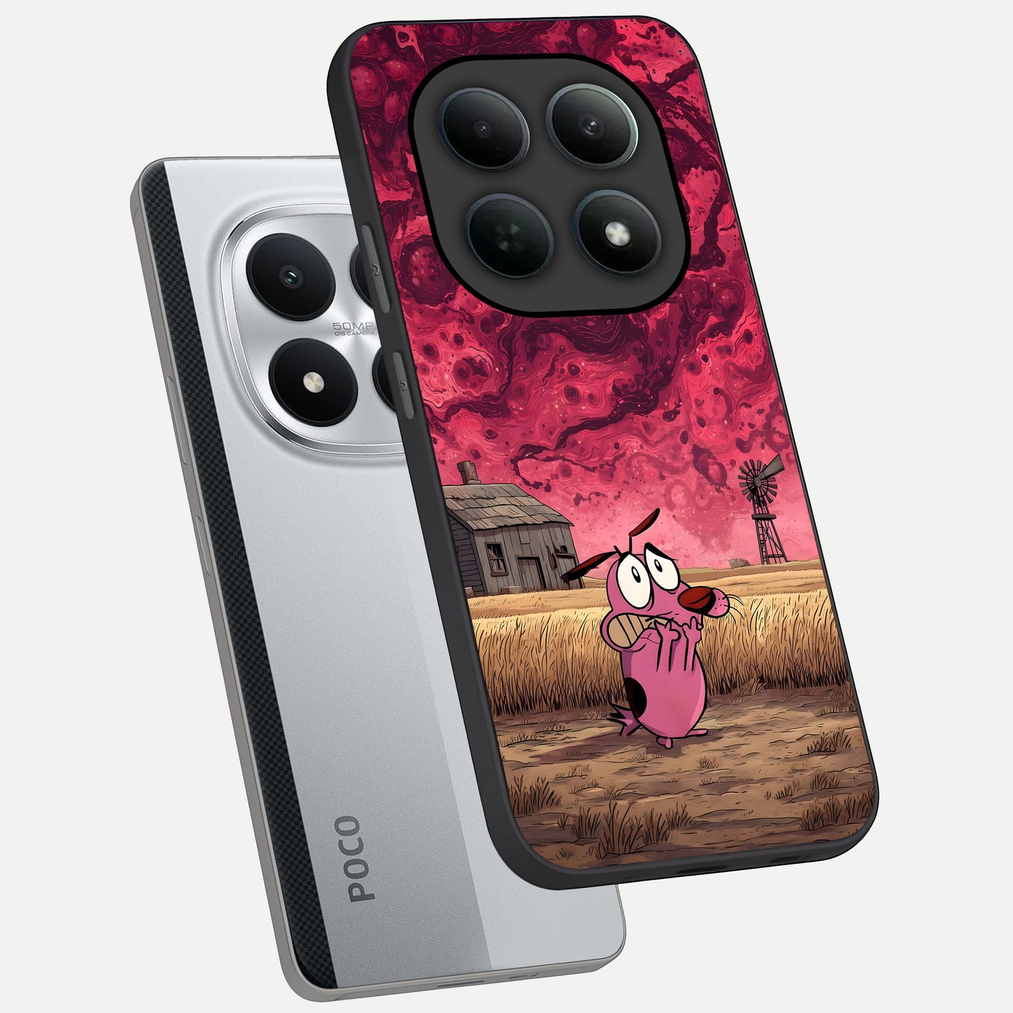  Courage Under Sky phone case For Poco M8 Pro showing premium glass back cover with detailed artwork