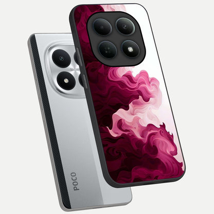  Crimson Wave Flow phone case For Poco M8 Pro showing premium glass back cover with detailed artwork