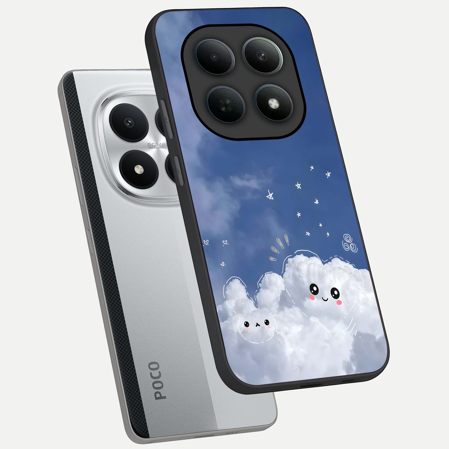  Cute Blossom Cloud phone case For Poco M8 Pro showing premium glass back cover with detailed artwork