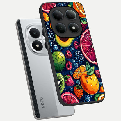  Cute Fruits Art phone case For Poco M8 Pro showing premium glass back cover with detailed artwork