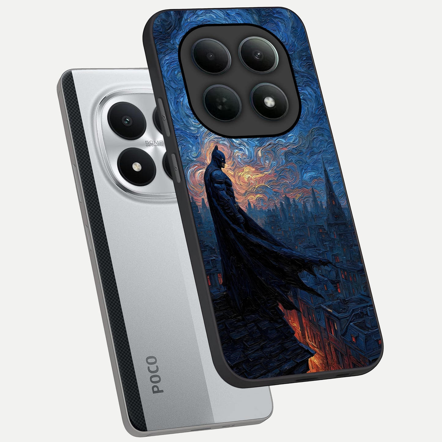  Dark Knight Dusk phone case For Poco M8 Pro showing premium glass back cover with detailed artwork