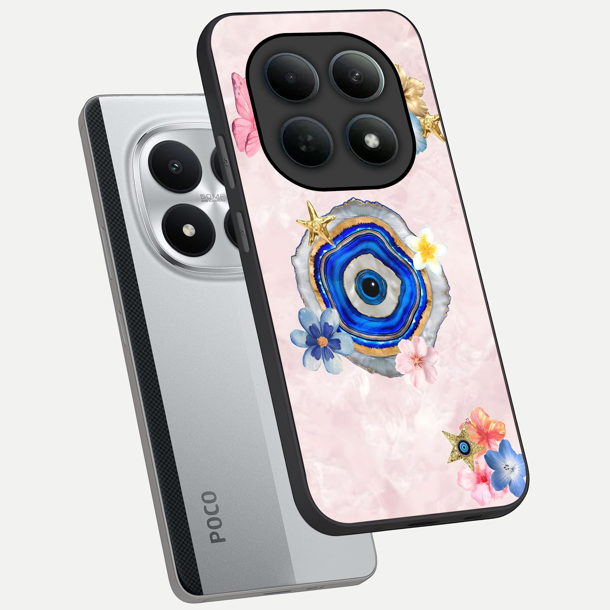  Divine Aura Bloom phone case For Poco M8 Pro showing premium glass back cover with detailed artwork