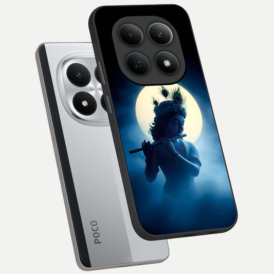  Divine Moon Flute phone case For Poco M8 Pro showing premium glass back cover with detailed artwork