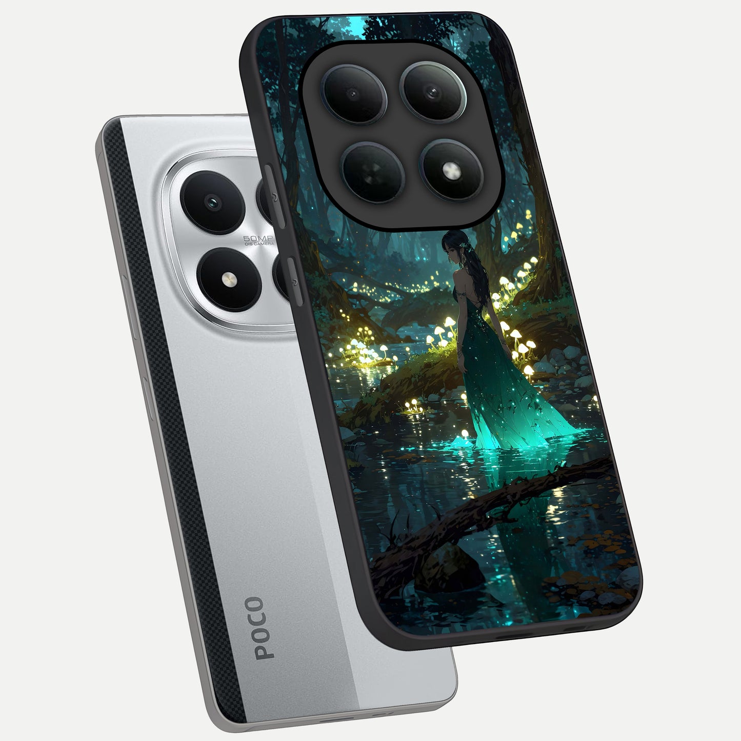  Enchanted Forest Glow phone case For Poco M8 Pro showing premium glass back cover with detailed artwork