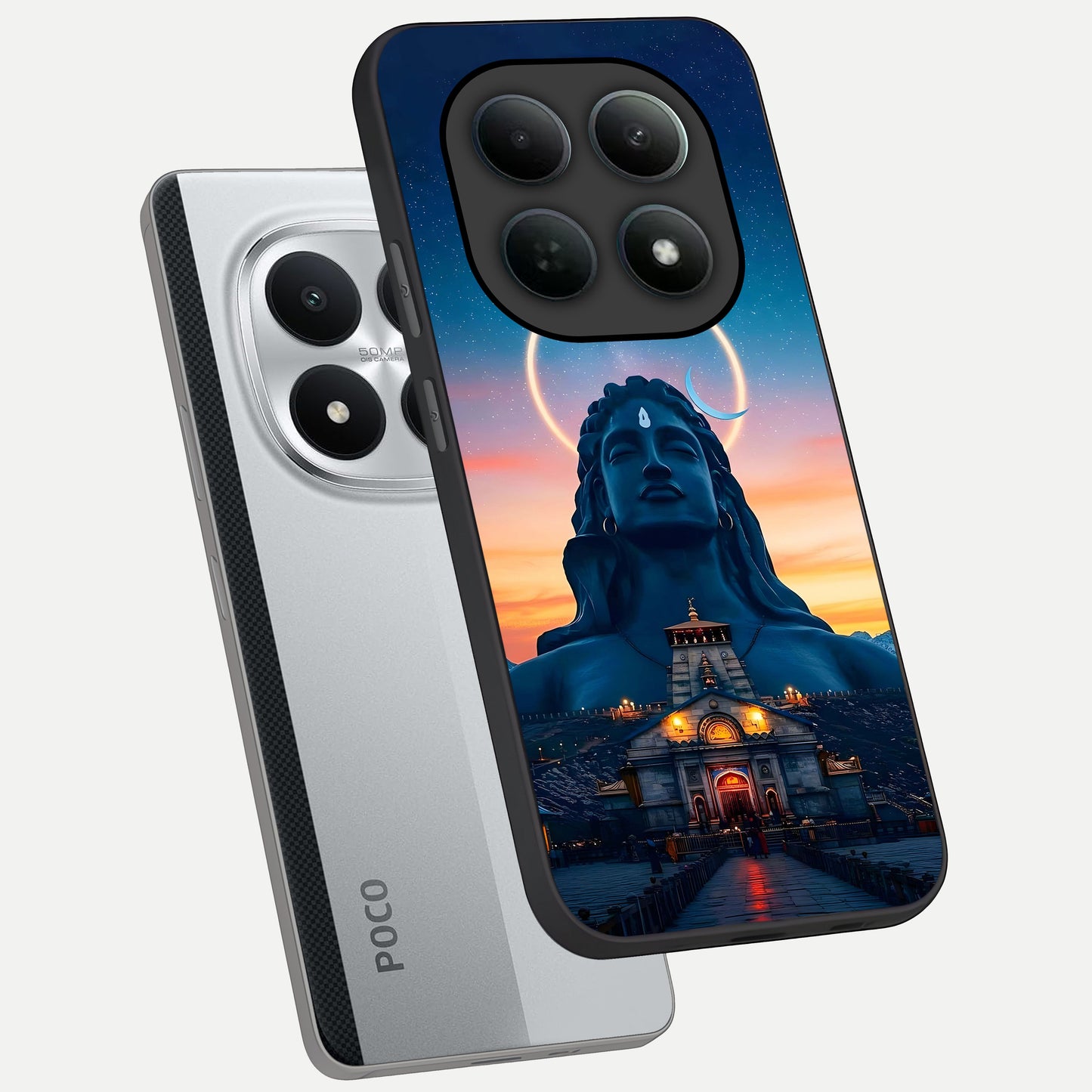  Eternal Shiva Aura phone case For Poco M8 Pro showing premium glass back cover with detailed artwork