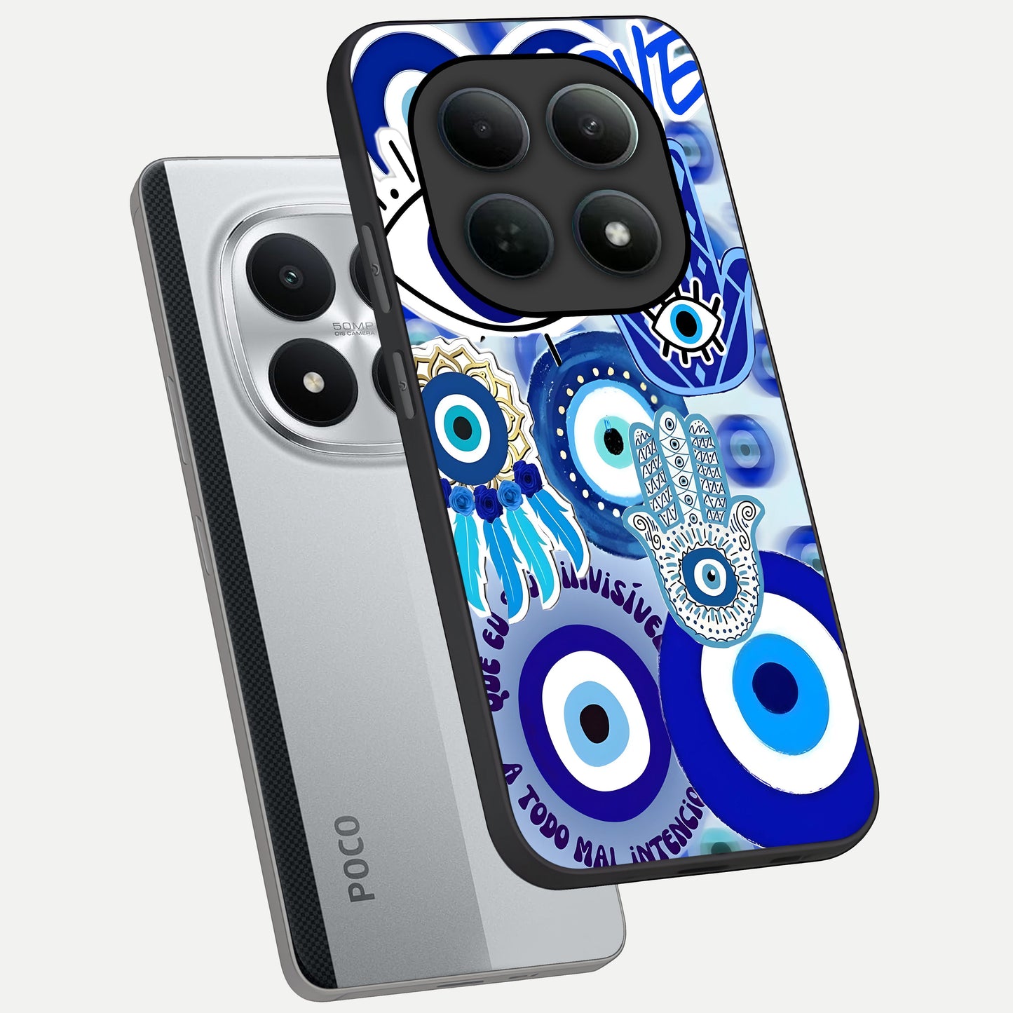  Evil Eyes Dream phone case For Poco M8 Pro showing premium glass back cover with detailed artwork