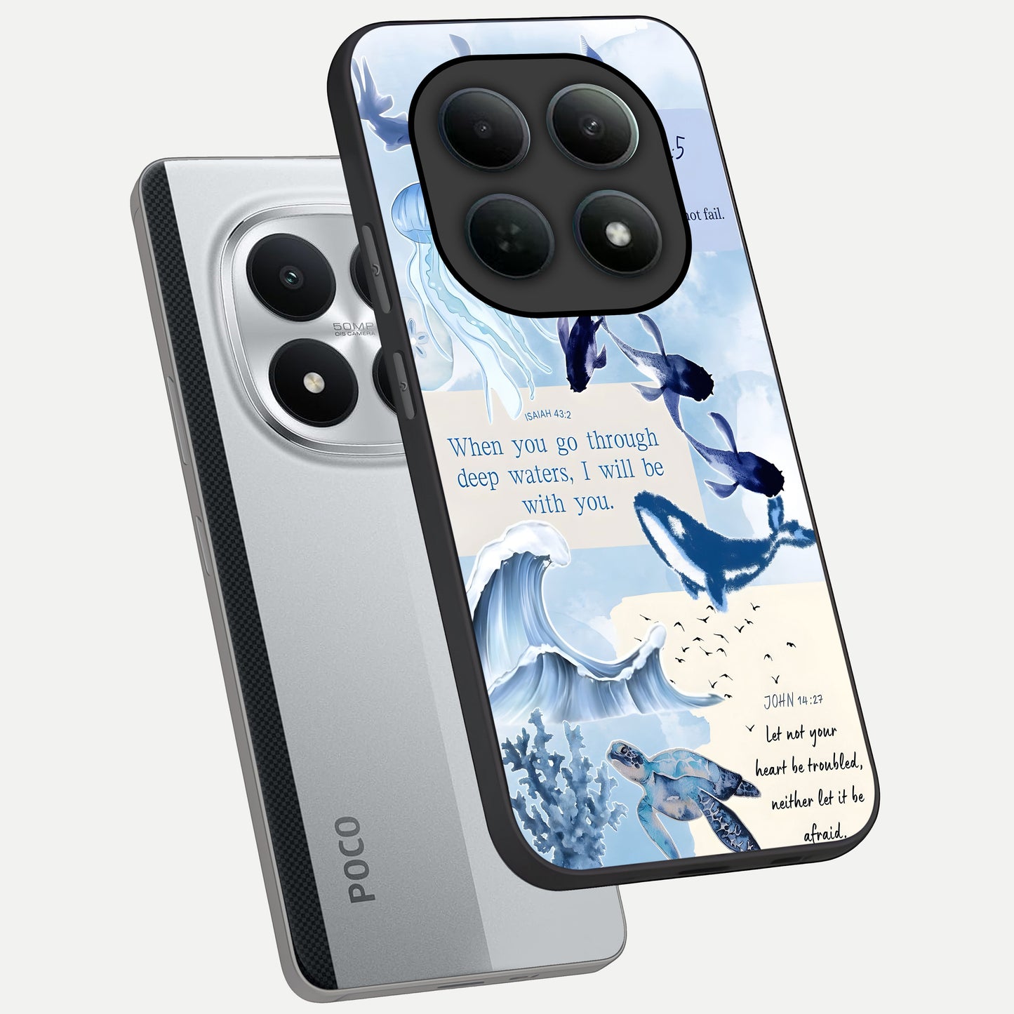  Faithful Ocean Promise phone case For Poco M8 Pro showing premium glass back cover with detailed artwork