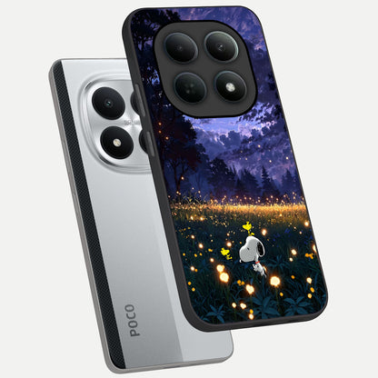  Firefly Meadow Magic phone case For Poco M8 Pro showing premium glass back cover with detailed artwork