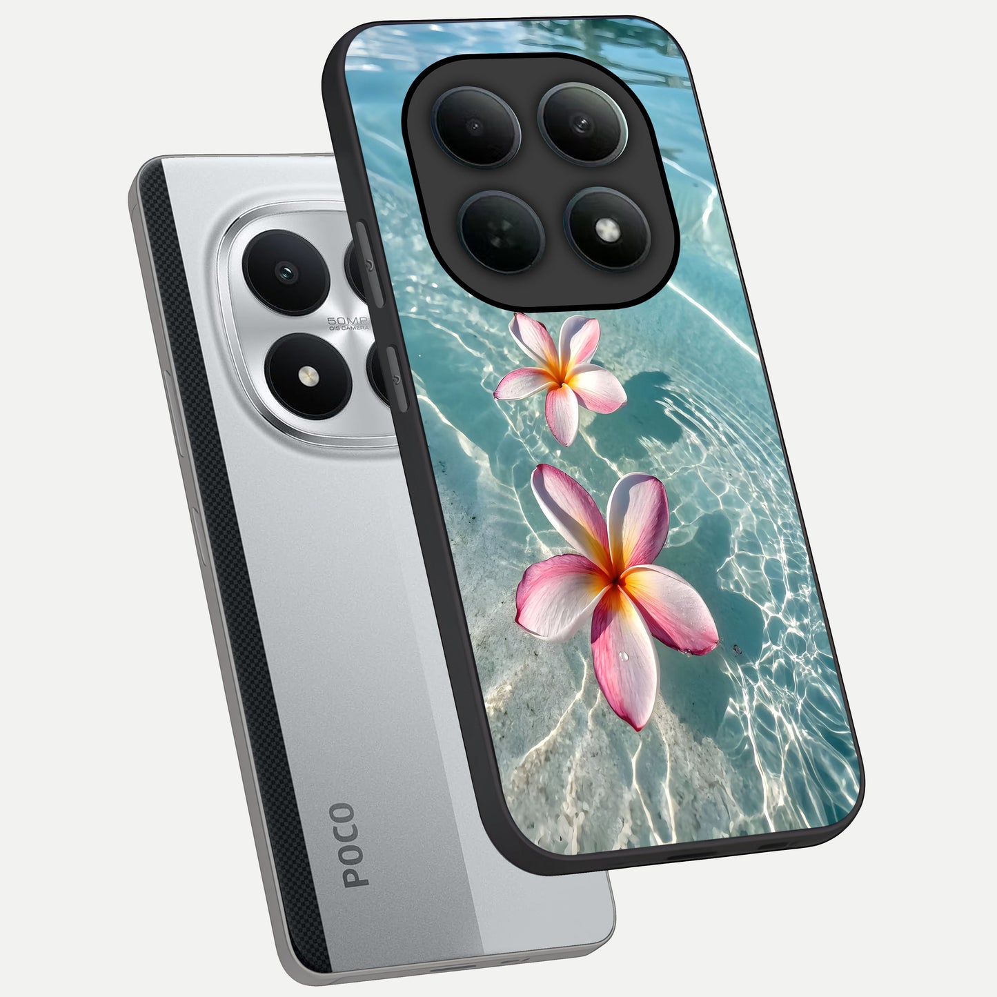  Floating Bloom Bliss phone case For Poco M8 Pro showing premium glass back cover with detailed artwork
