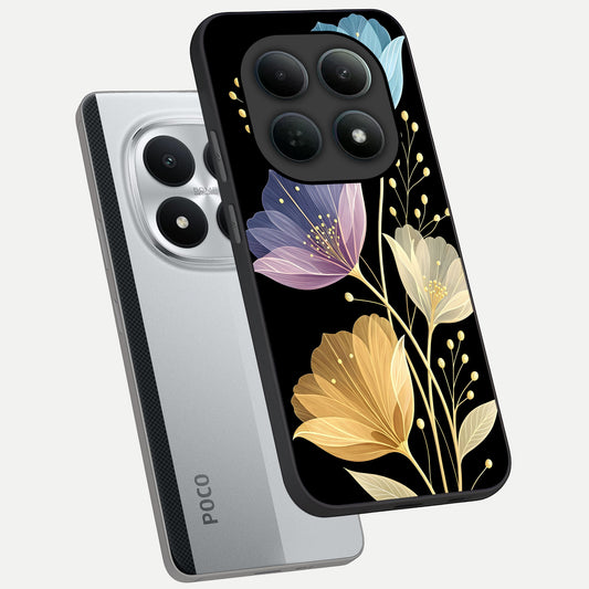  Flower Bloom Glow phone case For Poco M8 Pro showing premium glass back cover with detailed artwork