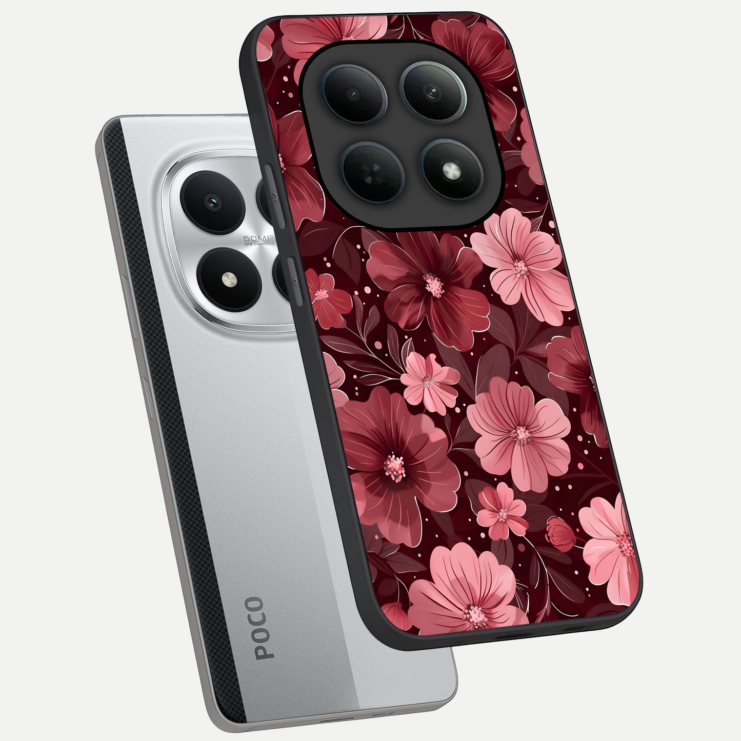  Flower Blush Bloom phone case For Poco M8 Pro showing premium glass back cover with detailed artwork