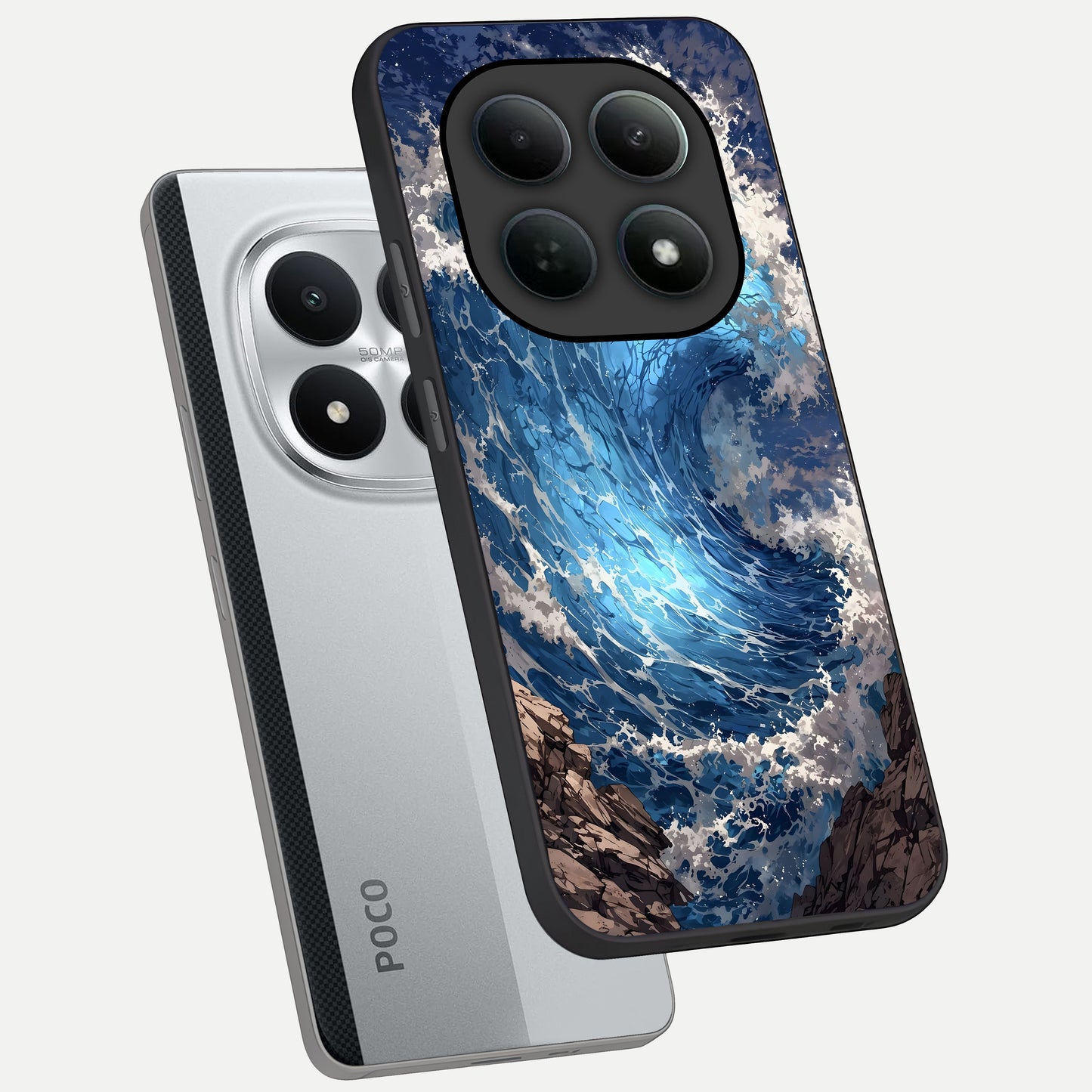  Giant Ocean Wave phone case For Poco M8 Pro showing premium glass back cover with detailed artwork