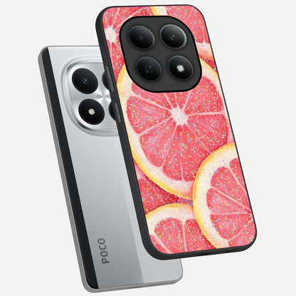  Glitter Grapefruit phone case For Poco M8 Pro showing premium glass back cover with detailed artwork