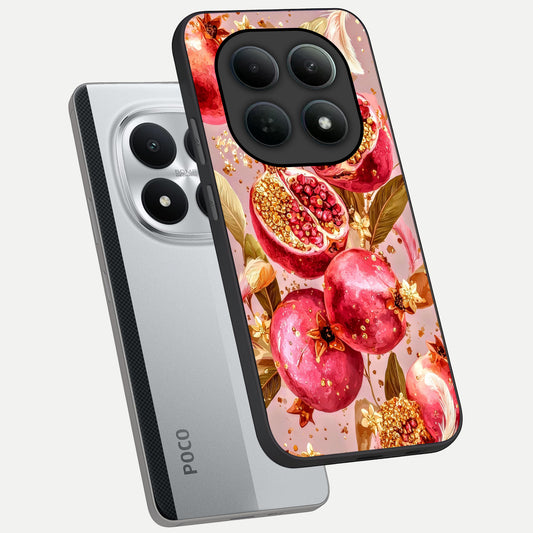  Golden Bloom Glow phone case For Poco M8 Pro showing premium glass back cover with detailed artwork