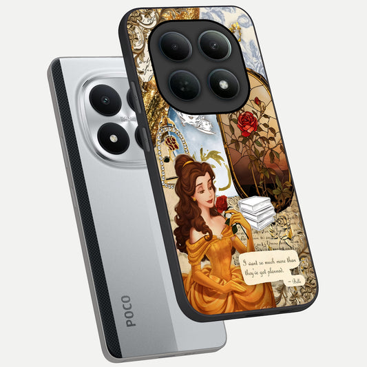  Golden Dream Belle phone case For Poco M8 Pro showing premium glass back cover with detailed artwork