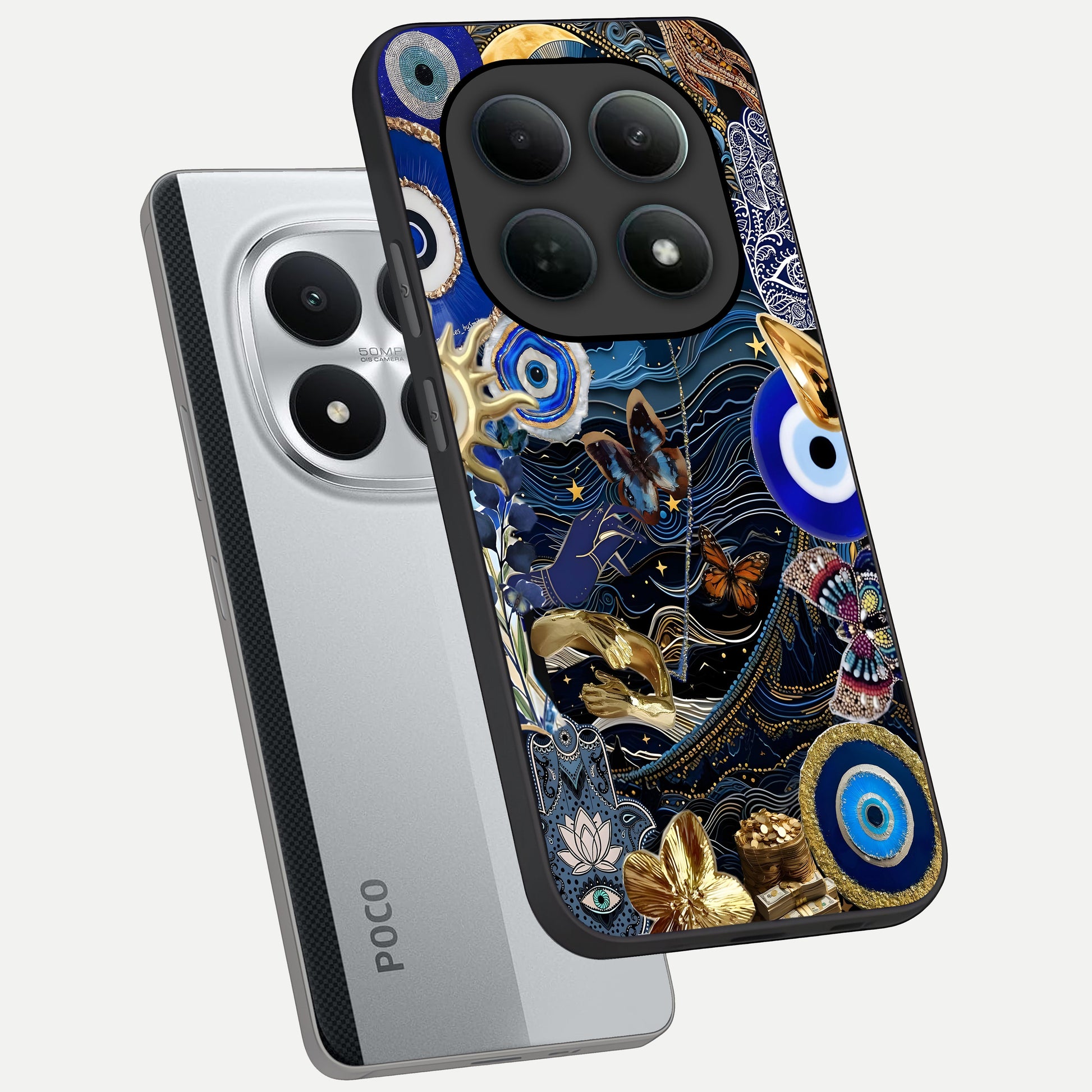  Golden Moon Magic phone case For Poco M8 Pro showing premium glass back cover with detailed artwork