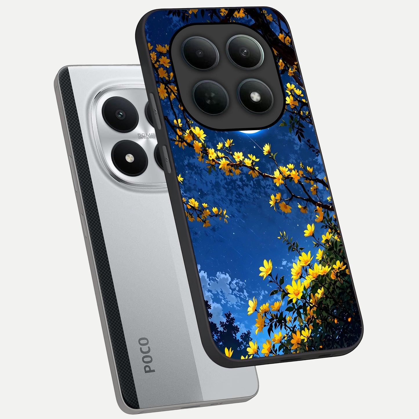  Golden Night Glow phone case For Poco M8 Pro showing premium glass back cover with detailed artwork
