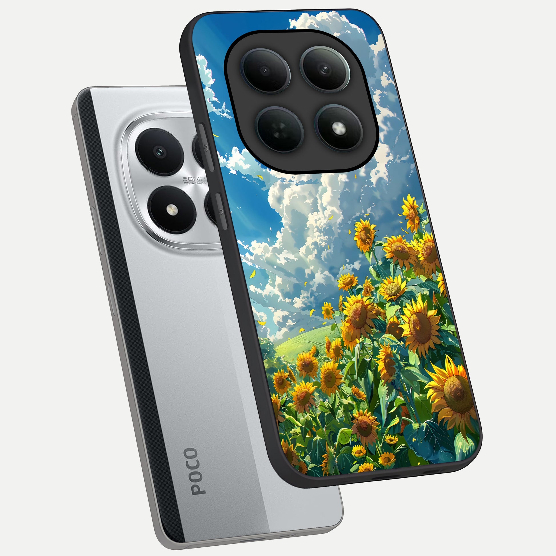  Golden Sun Glory phone case For Poco M8 Pro showing premium glass back cover with detailed artwork