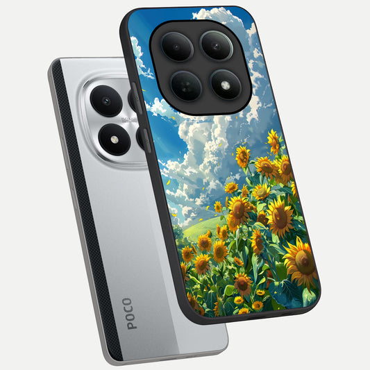  Golden Sun Glory phone case For Poco M8 Pro showing premium glass back cover with detailed artwork
