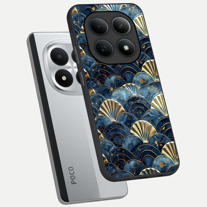 Golden Wave Luxe phone case For Poco M8 Pro showing premium glass back cover with detailed artwork