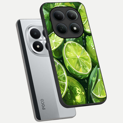  Green Kawasaki phone case For Poco M8 Pro showing premium glass back cover with detailed artwork