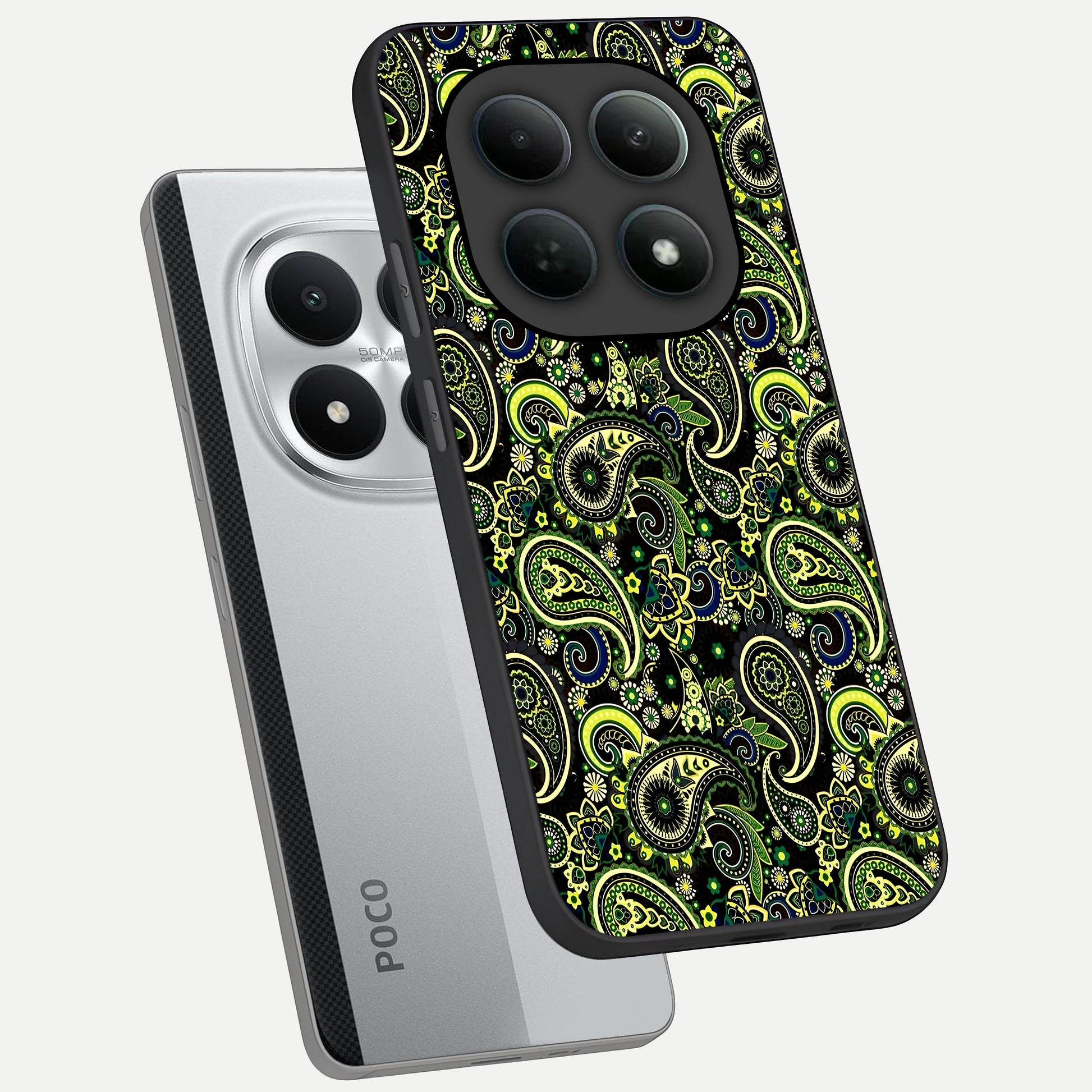  Green Lemon phone case For Poco M8 Pro showing premium glass back cover with detailed artwork