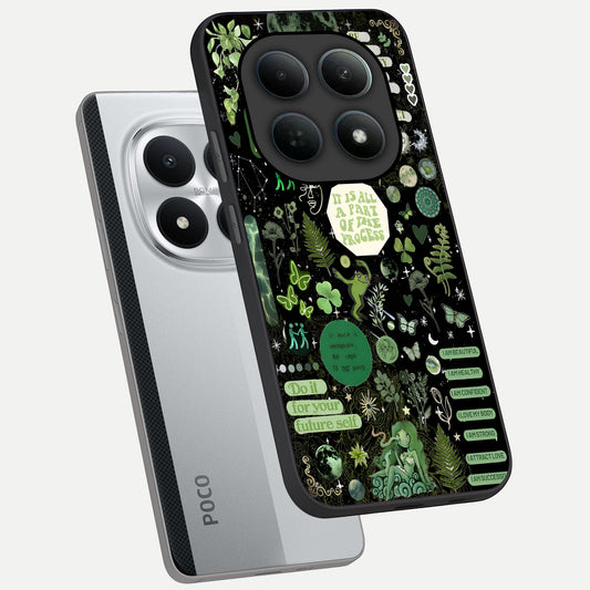  Green Mandala Pattern phone case For Poco M8 Pro showing premium glass back cover with detailed artwork